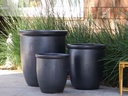 HIGH CANA POTS, MATTE BLACK, SET OF 4 - 24"X27", 20"X22", 16"X19", 12"X11"