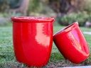 HIGH CANA POTS, LAVISH RED, SET OF 4 - 24"X27", 20"X22", 16"X19", 12"X11"