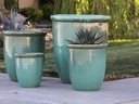 HIGH CANA POTS, GREEN STREAM, SET OF 4 - 24"X27", 20" X22", 16"X19", 12"X11"