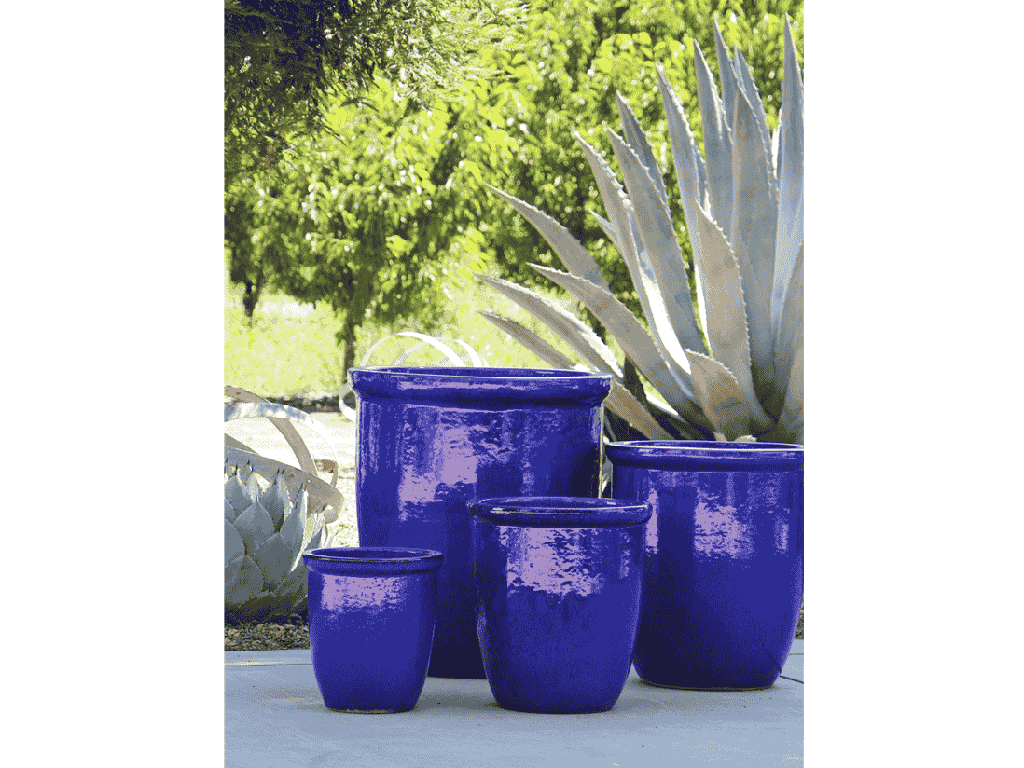 HIGH CANA POTS, FALLING BLUE, SET OF 4 - 24"X27", 20"X22", 16"X19", 12"X11"