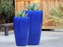 TALL CONE PLANTER, FALLING BLUE, SET OF 2- 17.5"X27", 13"X22.5"
