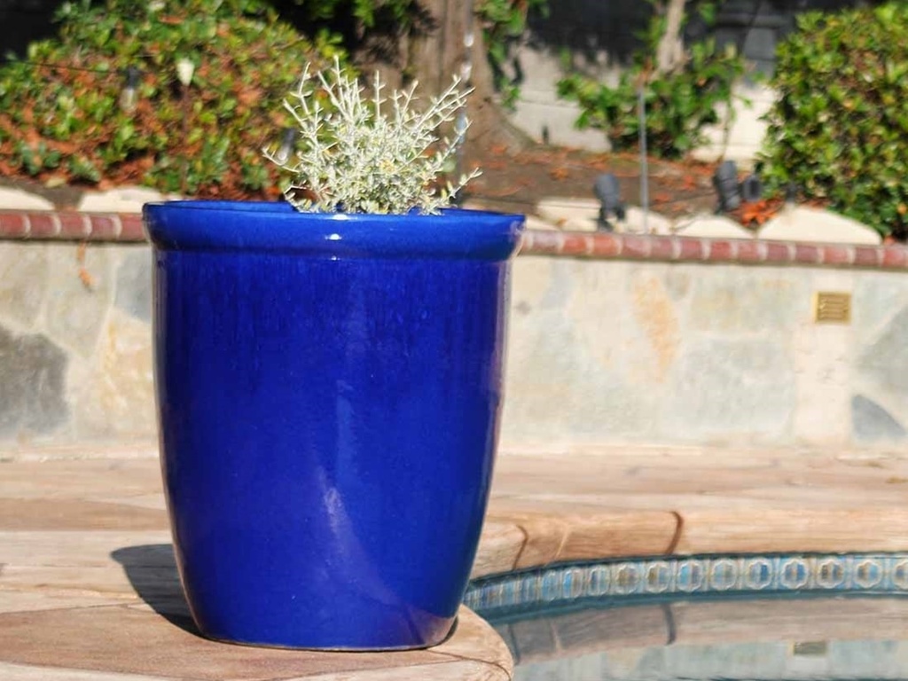 TALL GARDEN POT, FALLING BLUE, SET OF 3-19.5"X21.5", 15.5"X17.0", 11.5"X13.5"