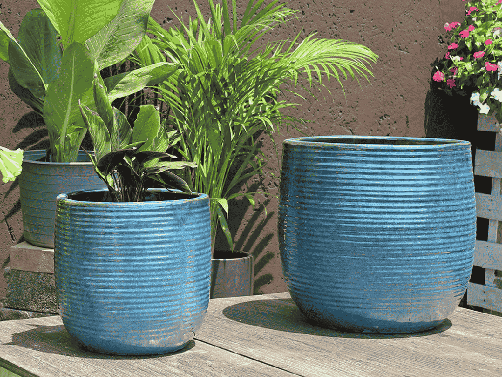 ZINNIA PLANTER, GREEN  MIRAGE, SET OF 2- 15.5: X 15.0", 12.0" X 11.5"