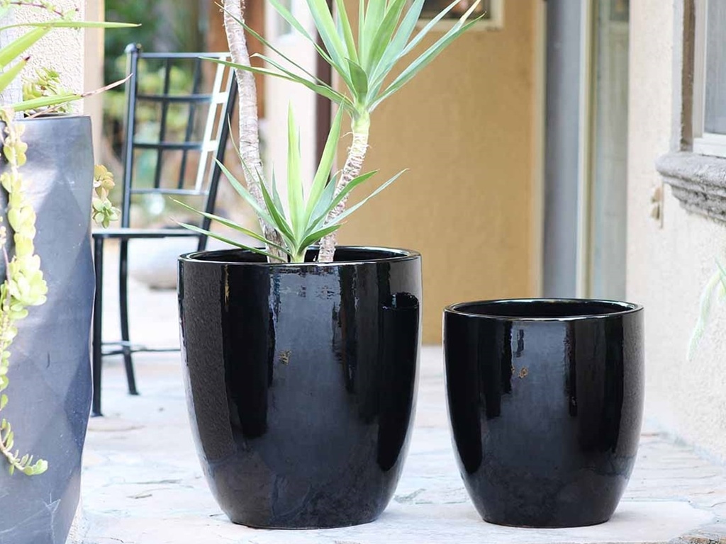 MILANO CONE PLANTER, BLACK, SET OF 3- 18"X19.5", 14.5"X15.5", 12"X12"