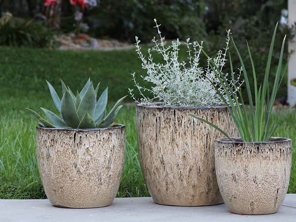 COCO POTS, LIGHT MOCHA, SET OF 3-19"X17", 15'X13", 12"X11"