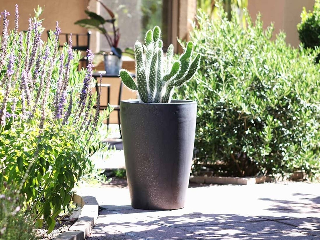 TALL TAPERED PLANTER, MATTE BLACK, SET OF 3-17.0" X 23.0", 13.0" X 18.0", 11.0" X 14.0"