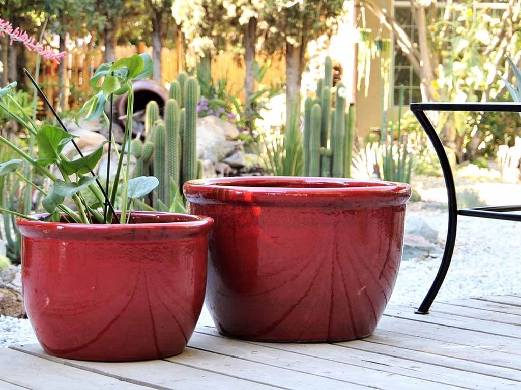 LOW CANA GARDEN PLANTER, LAVISH RED,SET OF 3- 21"X13.5", 17"X12", 13"X9"