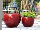 LOW MILANO PLANTER, LAVISH RED, SET OF 3-21.5" X 15.5", 16.0" X 12.0", 12.0" X 10.0"