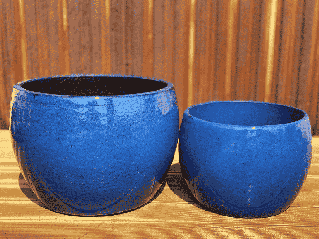 LAGUNA DRUM PLANTER, FALLING BLUE, SET OF 3 - 16.5" X 12.0", 12.0" X 9.0", 8.5" X 6.0"