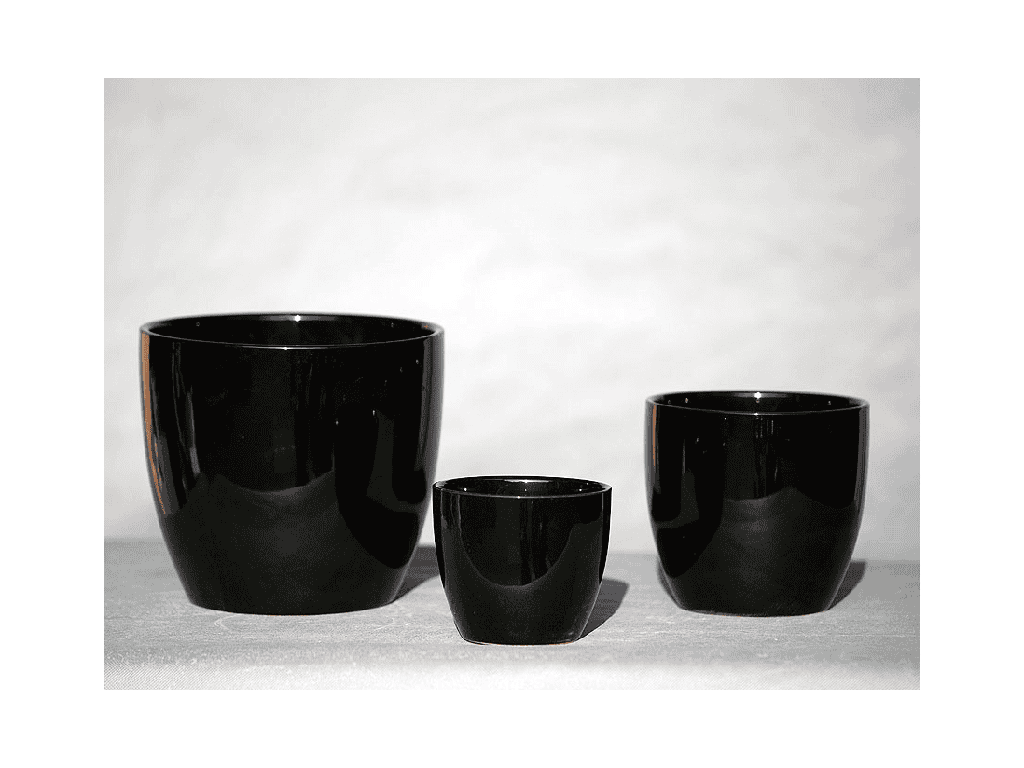 PEACE LILY CACHE POT, GLOSSY BLACK, 5.5"X4.5", SOLD IN CASE OF 12