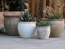 STANDARD GARDEN POT, HEIRLOOM WHITE, SET OF 4 - 23.5" X 17.0", 19.5" X 15.0", 14.5" X 13.0", 11.0" X 9.5"