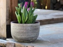 EGG HORIZONTAL RIPPLES PLANTER, HEIRLOOM WHITE, SET OF 3 - 15.5" X 10.5", 12.0" X 8.0", 9.5" X 6.5"