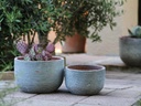 EGG HORIZONTAL RIPPLES PLANTER, GRAPHITE, SET OF 3 - 15.5" X 10.5", 12.0" X 8.0", 9.5" X 6.5"
