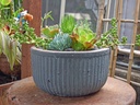 FAUX ZIN CAN LOW PLANTER, GRAPHITE, SET OF 3 - 18.0"X9.0", 14.5"X8.0", 10.5"X5.5