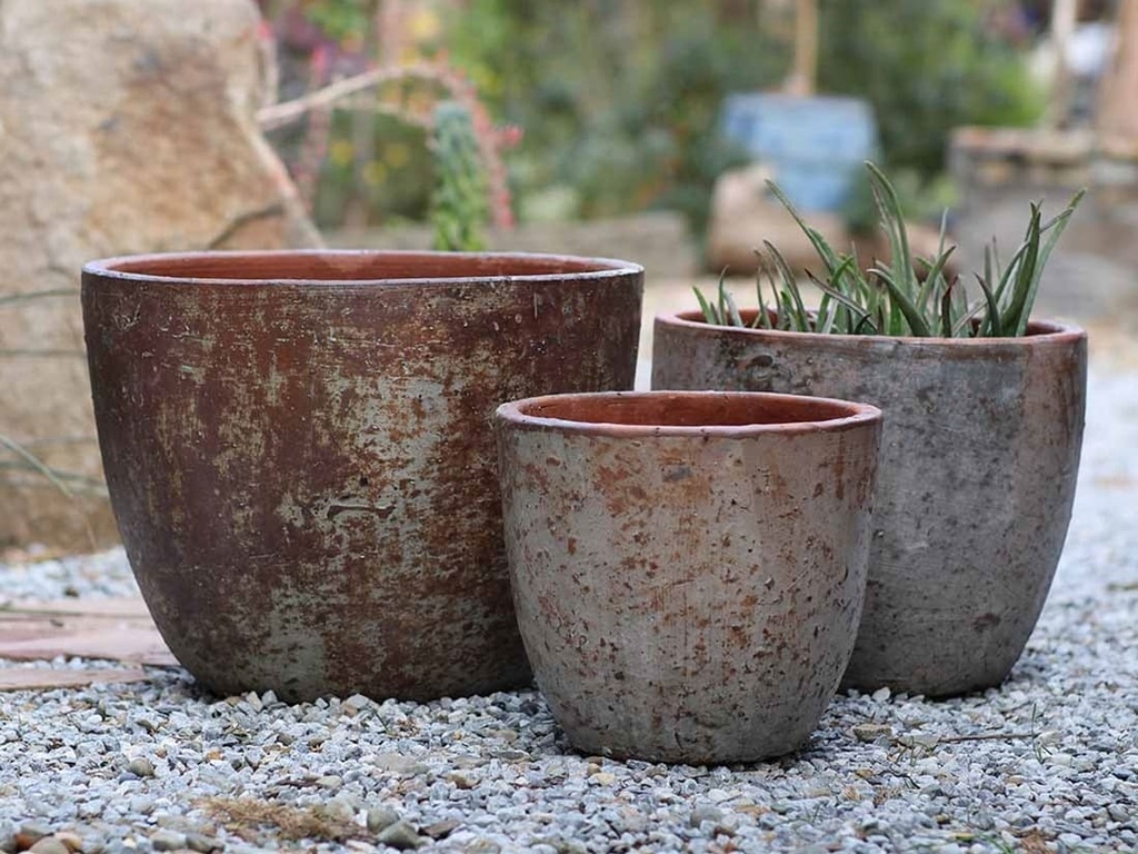 RIMLESS PARCO PLANTER, HEIRLOOM WHITE, SET OF 4 - 23.0" X 19.0", 19.0" X 15.0", 15.0" X 13.0", 11.5" X 10.5"