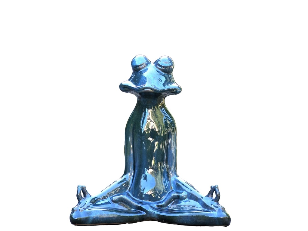 MEDITATION FROG, FALLING AQUA 18.5"X10.5"X18.5"