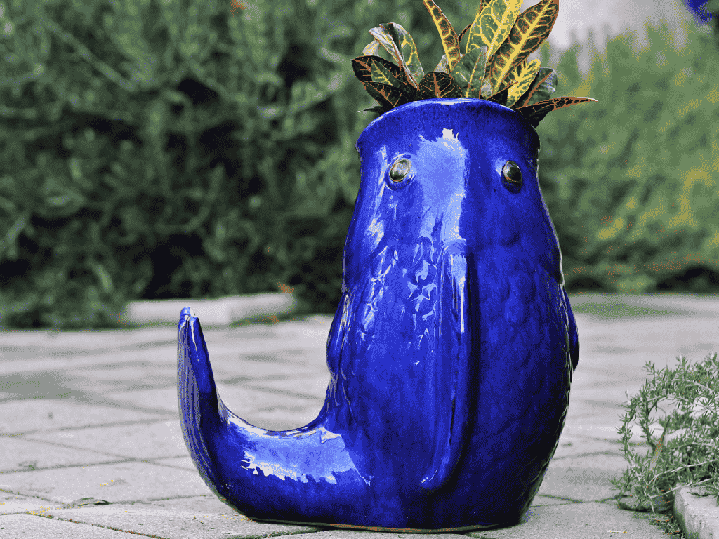 LARGE LEAPING CARP, FALLING BLUE 18"X17"X20"