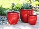 SMALL NO DECOR PLANTER, LAVISH RED, SET OF 3 - 19.0" X 19.0", 15.5" X 15.0", 12.0" X 12.0"