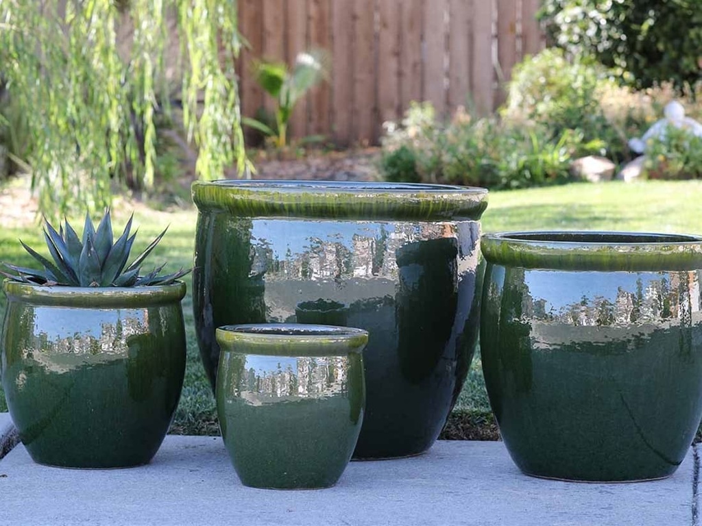 LARGE NO DECOR PLANTER, FERN GREEN, SET OF 4 - 24.0" X 22.0", 19.0" X 19.0", 15.5" X 15.0", 12.0" X 12.0"