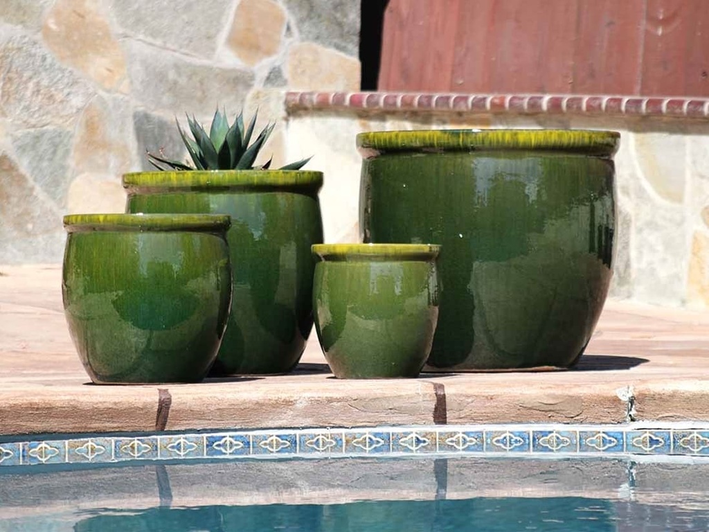 LARGE NO DECOR PLANTER, FERN GREEN, SET OF 4 - 24.0" X 22.0", 19.0" X 19.0", 15.5" X 15.0", 12.0" X 12.0"