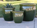 SMALL NO DECOR PLANTER, FERN GREEN, SET OF 3 - 19.0" X 19.0", 15.5" X 15.0", 12.0" X 12.0"