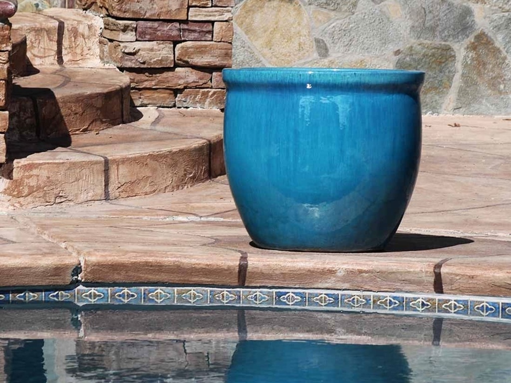 SMALL NO DECOR PLANTER, FALLING AQUA, SET OF 3 - 19.0" X 19.0", 15.5" X 15.0", 12.0" X 12.0"