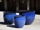 CLASSIC FISH BOWL PLANTER, FALLING BLUE, SET OF 4 - 19"x16", 15"x15", 12"x12" ,8"x9"