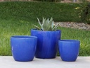 COCO POTS, FALLING BLUE, SET OF 3-19"X17", 15'X13", 12"X11"