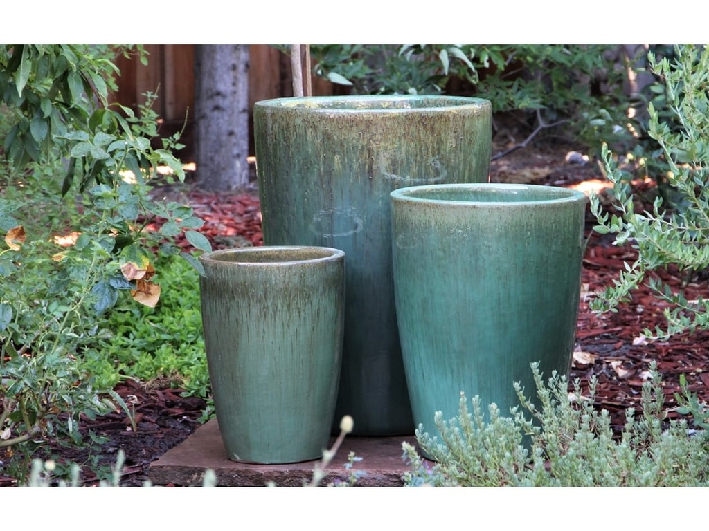 SLIM ROUND PLANTER, GREEN STREAM, SET OF 3 - 16.0" X 24.0", 14.0" X 18.5", 11.0 X 15.0"