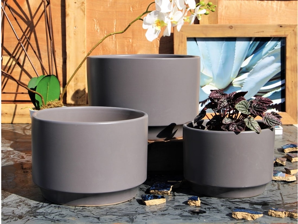 LARGE VENUS PLANTER, PASTEL TAUPE, SET OF 3- 12"X8.5", 10"X7", 8"X6"