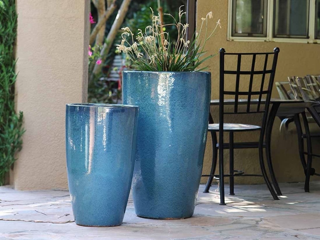 TALL CONE PLANTER, GREEN MIRAGE, SET OF 2-17.5"X27", 13"X22.5"