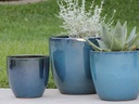 COCO POTS, GREEN , SET OF 3-19"X17", 15'X13", 12"X11"