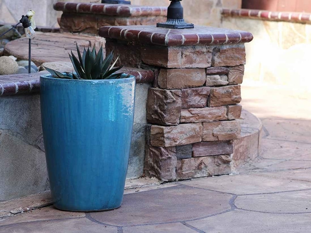 SLIM ROUND PLANTER, FALLING AQUA, SET OF 3 - 16.0" X 24.0", 14.0" X 18.5", 11.0 X 15.0"