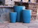 SLIM ROUND PLANTER, FALLING AQUA, SET OF 3 - 16.0" X 24.0", 14.0" X 18.5", 11.0 X 15.0"