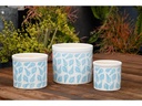 FERN PLANTER, LEAF BLUE, SET OF 3- 15.0"X13.5", 12.0"X12.0", 10.0"X9.0"