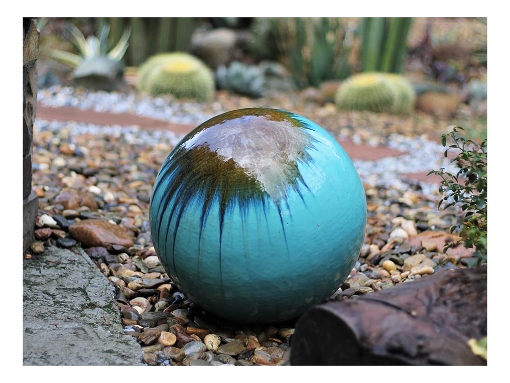 DECORATIVE SPHERE, RUNNING TURQUOISE, 16"