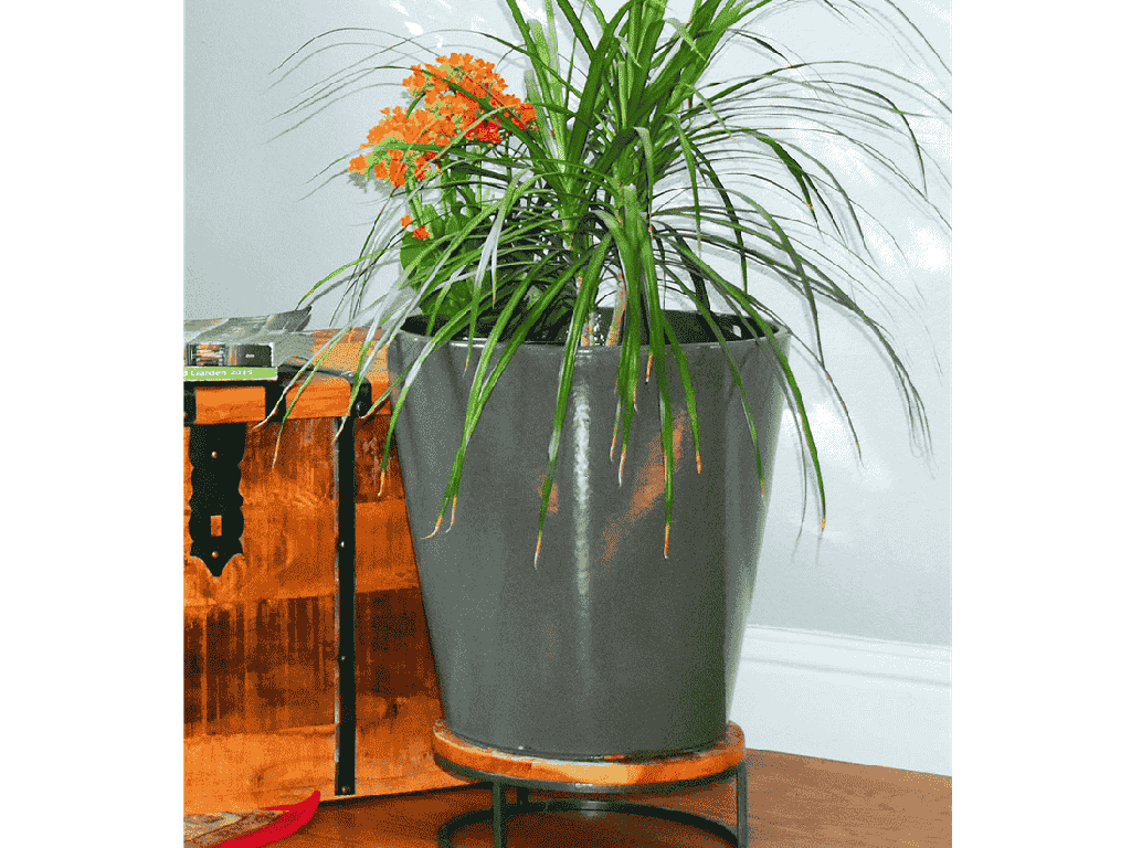 [PY-1788GLV-S3] SEVILLA PLANTER, GLOSSY LAVA COOL GREY, SET OF 3 - 16"X16", 13"X13", 11"X11"