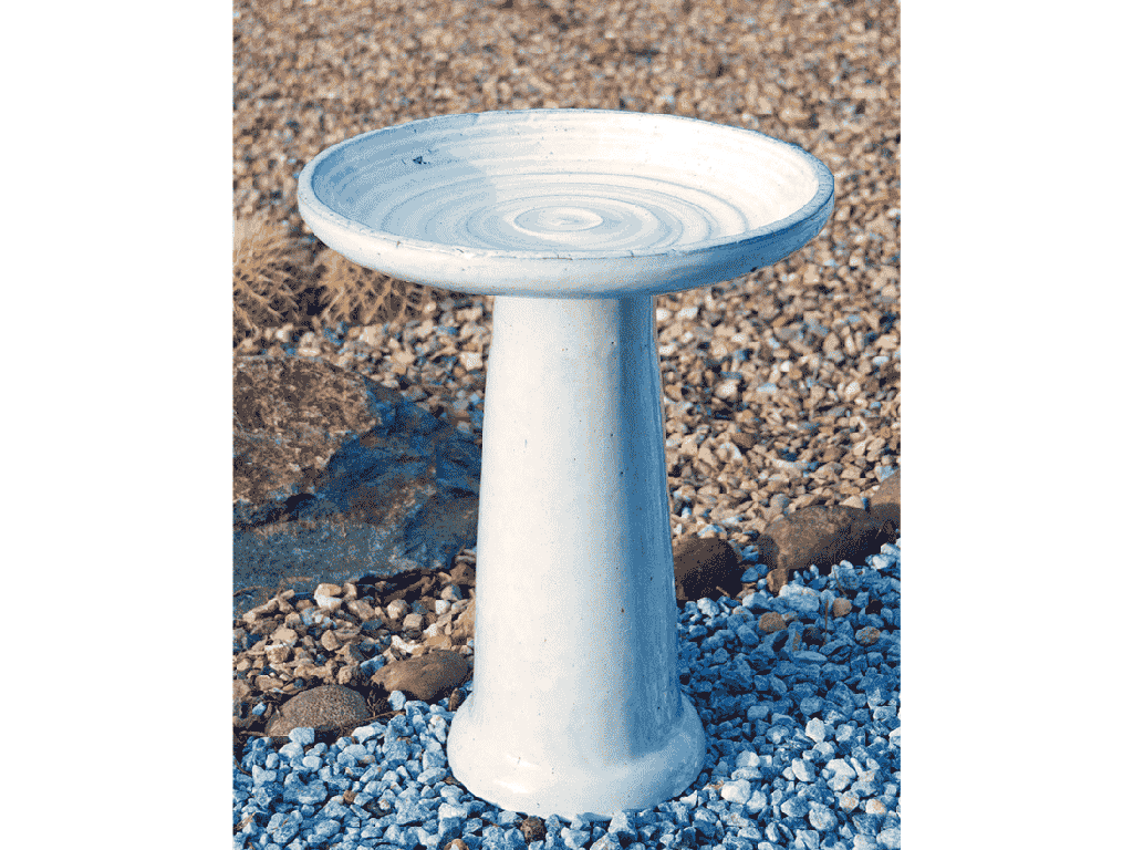 [PY-AB1705WSP] VORTEX BIRDBATH/LOCKING TOP, WHITE SPECKLE, 15"X19"