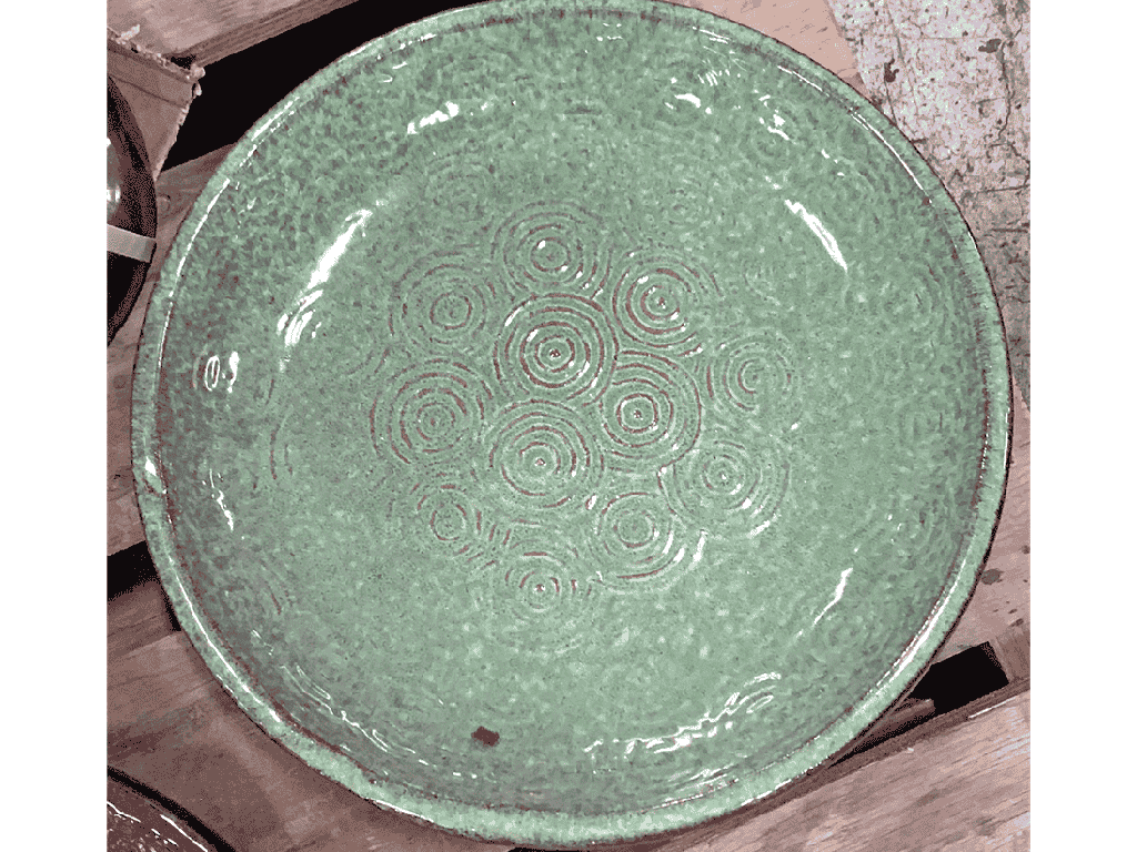 [PY-AB1706SFG] SUWANEE BIRDBATH/LOCKING TOP, SEAFOAM GREEN, 15"X19"
