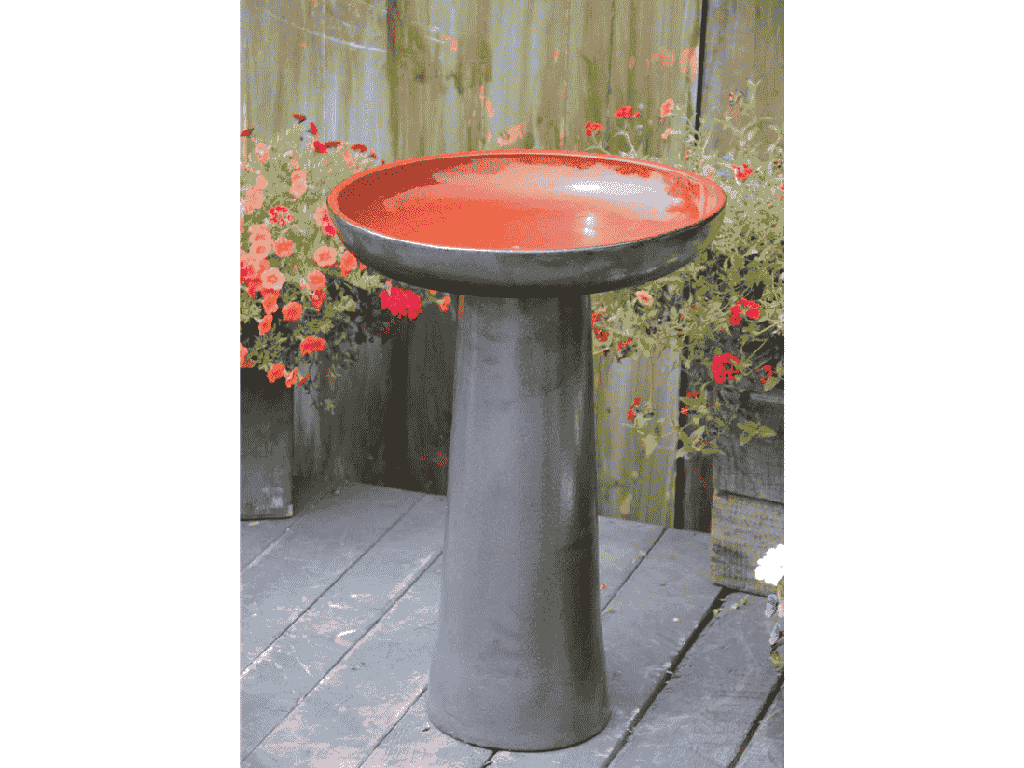 [PY-AB5207CLR] VICHY BIRDBATH/LOCKING TOP, CHILI RED, 19"X27.50"