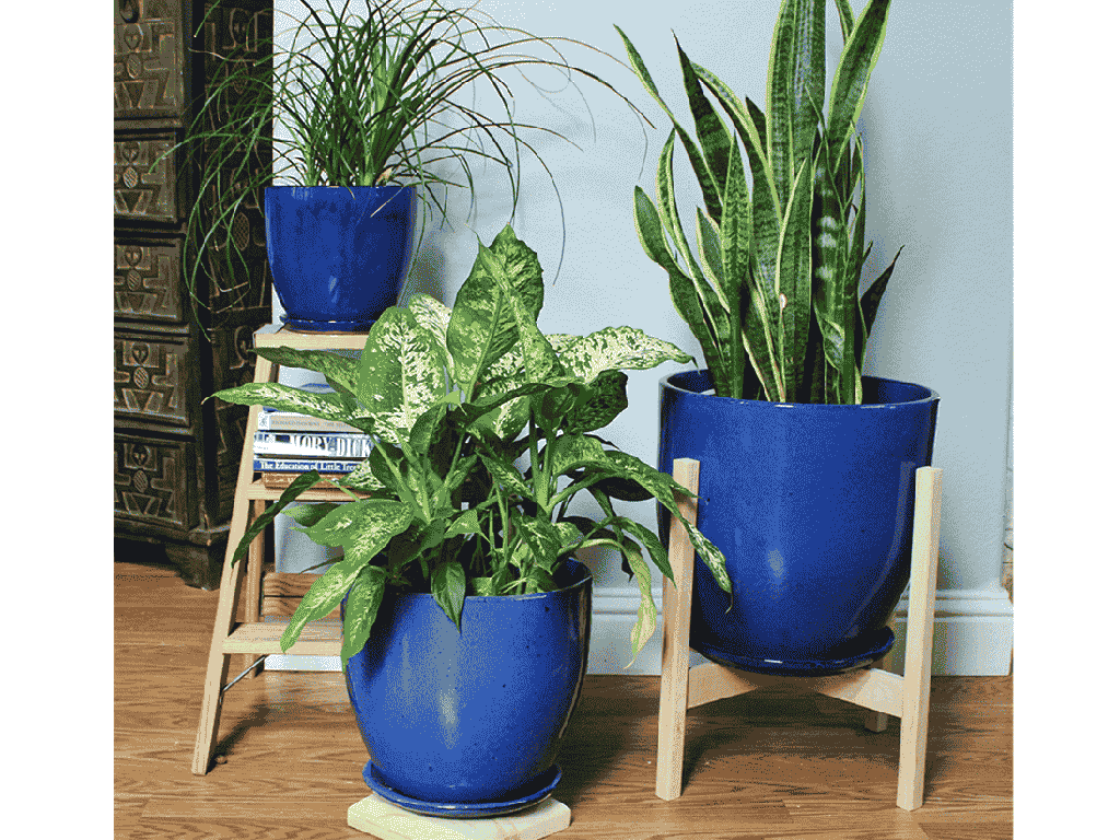 [PY-AS1025FBL-C] VALENCIA PLANTER WITH ATTACHED SAUCER, FALLING BLUE, 11.5"X10.0"