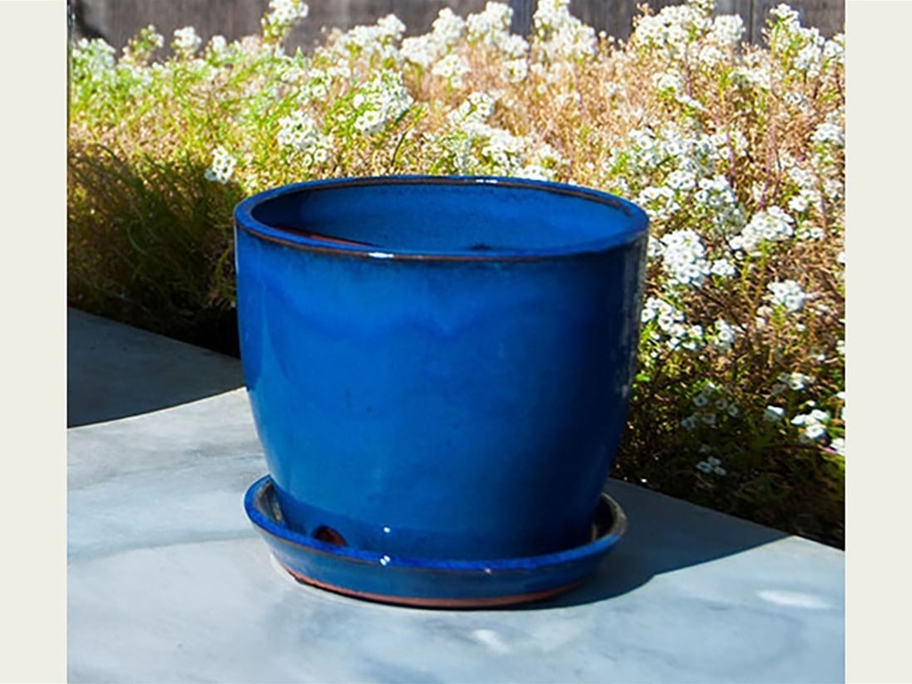 [PY-I1099FBL-A-C4] LILY INDOOR PLANTER WITH ATTACHED SAUCER SIZE A, FALLING BLUE, 8.5"x7.5" (SOLD IN CASE OF 4)