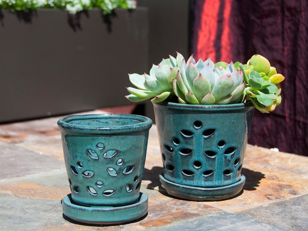 [PY-O5078JDE-B-C6] WAIKIKI ORCHID POT, JADE, 6" X 5" (SELL BY CASE OF 6)