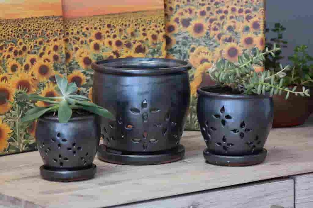 [PY-O5079SVR-A-C4] HILO ORCHID POT, SILVER, 7.5" X 6", (SOLD BY CASE OF 4)