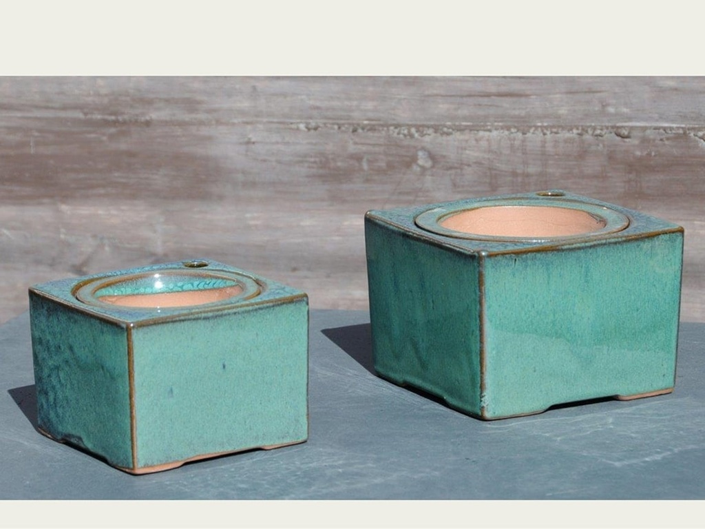 [PY-S1355JDE-C-C6] SQUARE SW POT, JADE, SIZE C 5.0"x4.0" (SOLD IN CASE OF 6)