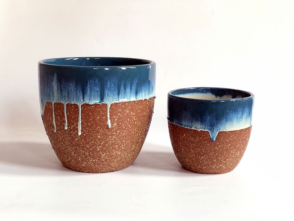 [PY-T1025ACS-S2] VALENCIA,AZURE CASTING SAND,SET OF 2- 11.5"X10.0",8.5"X7.5"