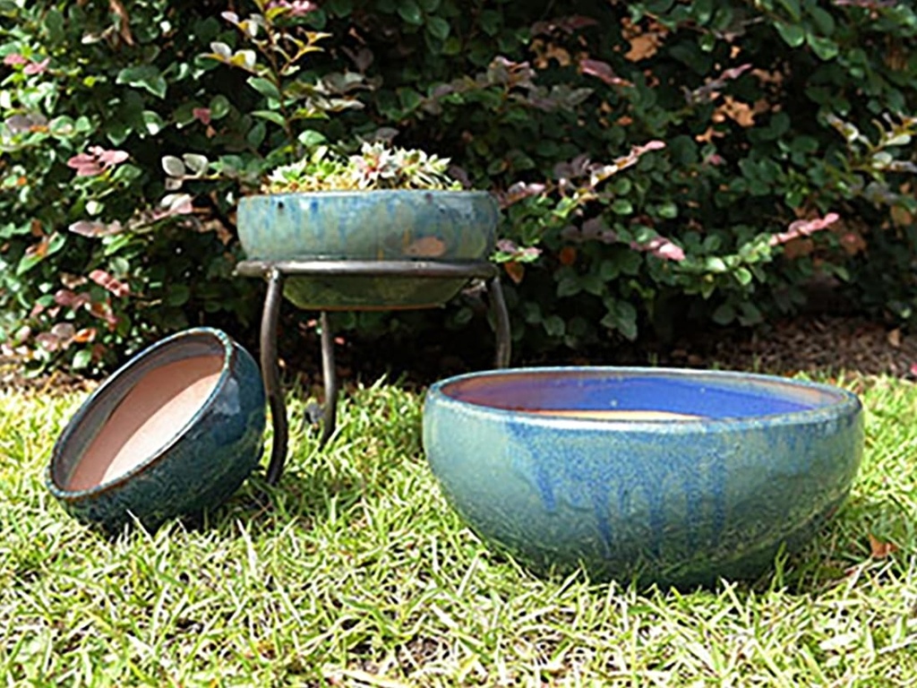 [PY-T1397SFB-S3-C2] CHERRY BLOSSOM BOWLS, SEA FOAM BLUE, SET OF 3- 10.5"X4.5", 9.0"X3.5", 7.0"X3.0", SOLD IN CASE OF 2