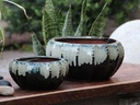 BEET BOWL, WHITE ON BLACK, SET OF 2- 10.0" X 4.5", 7.5" X 3.5" (SOLD IN CASE OF 2)