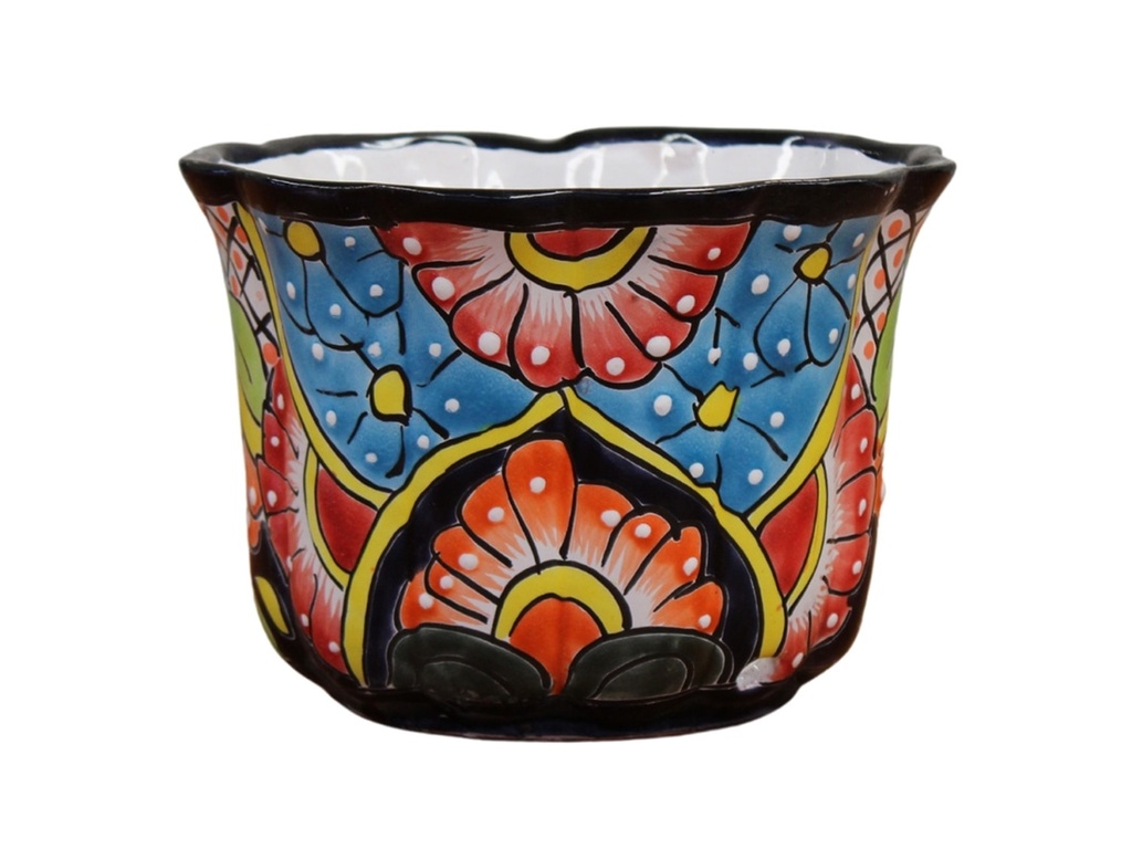 [TL-J2178-A-C4] TALAVERA WAVY PLANTER WITH ATTACHED SAUCER, 8"X6", SOLD IN CASE OF 4