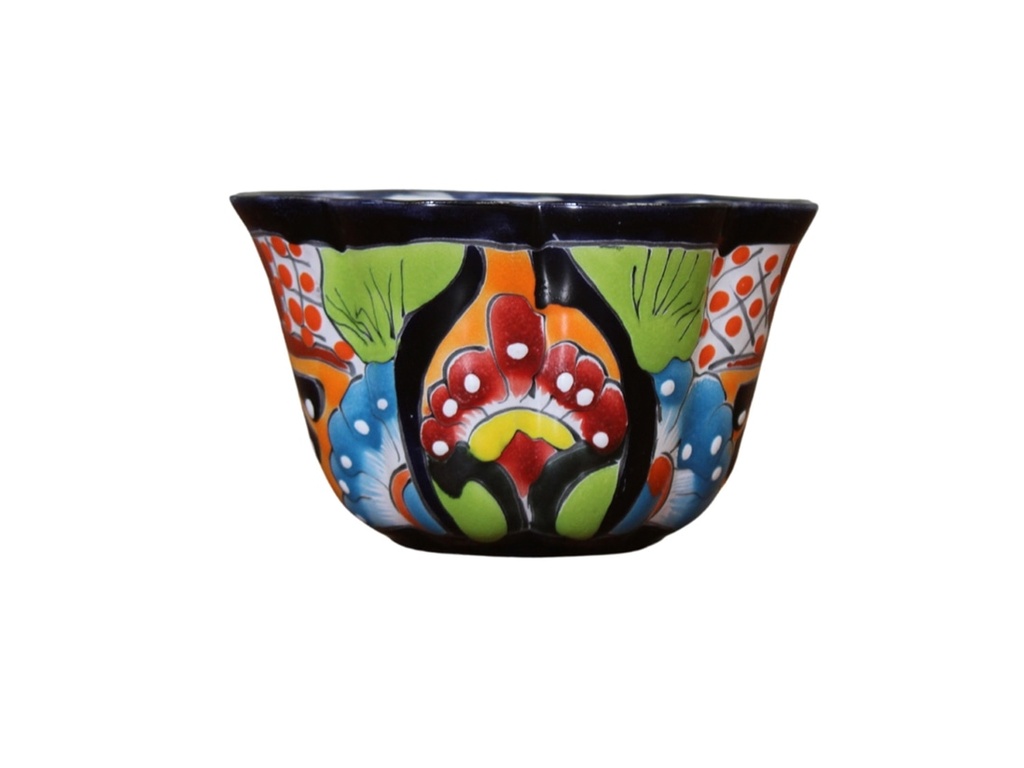 [TL-J2178-B-C6] TALAVERA WAVY PLANTER WITH ATTACHED SAUCER, 7"X5", SOLD IN CASE OF 6